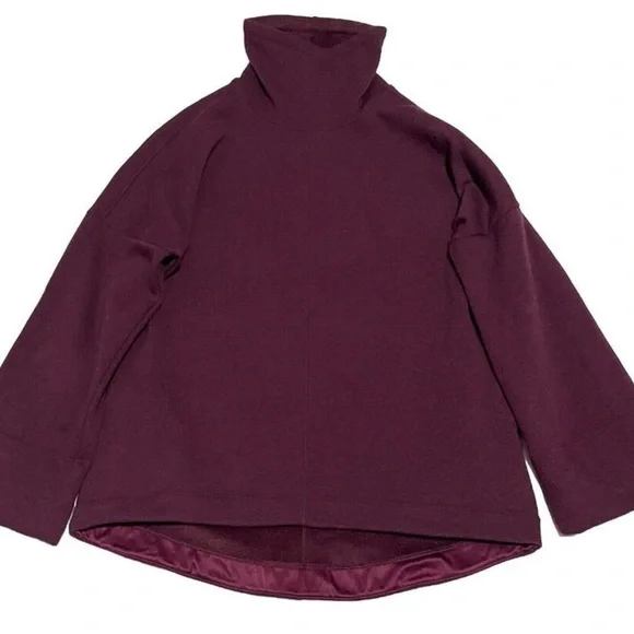 Athleta Cozy Karma Funnel Neck Sweatshirt in Cabernet Heather Womens xs Athletic - Picture 2 of 2